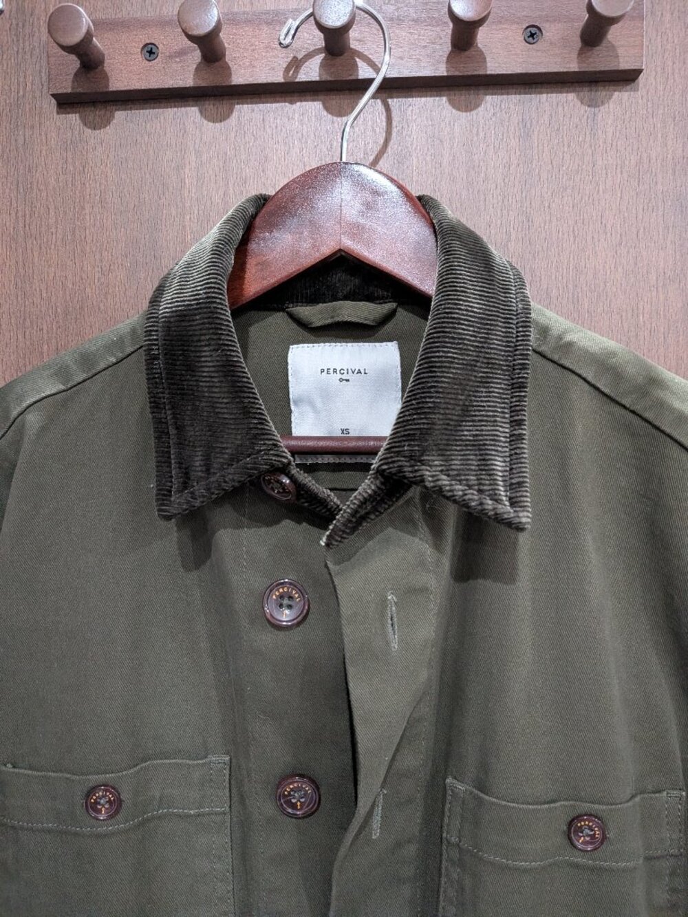 Percival Workshirt | Khaki Twill With Cord Collar